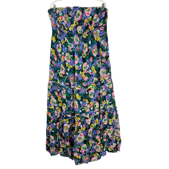 Anthropologie NEW Somerset Strapless Maxi Dress Floral Tiered‎ sz M coquette NWT - Picture 3 of 12
